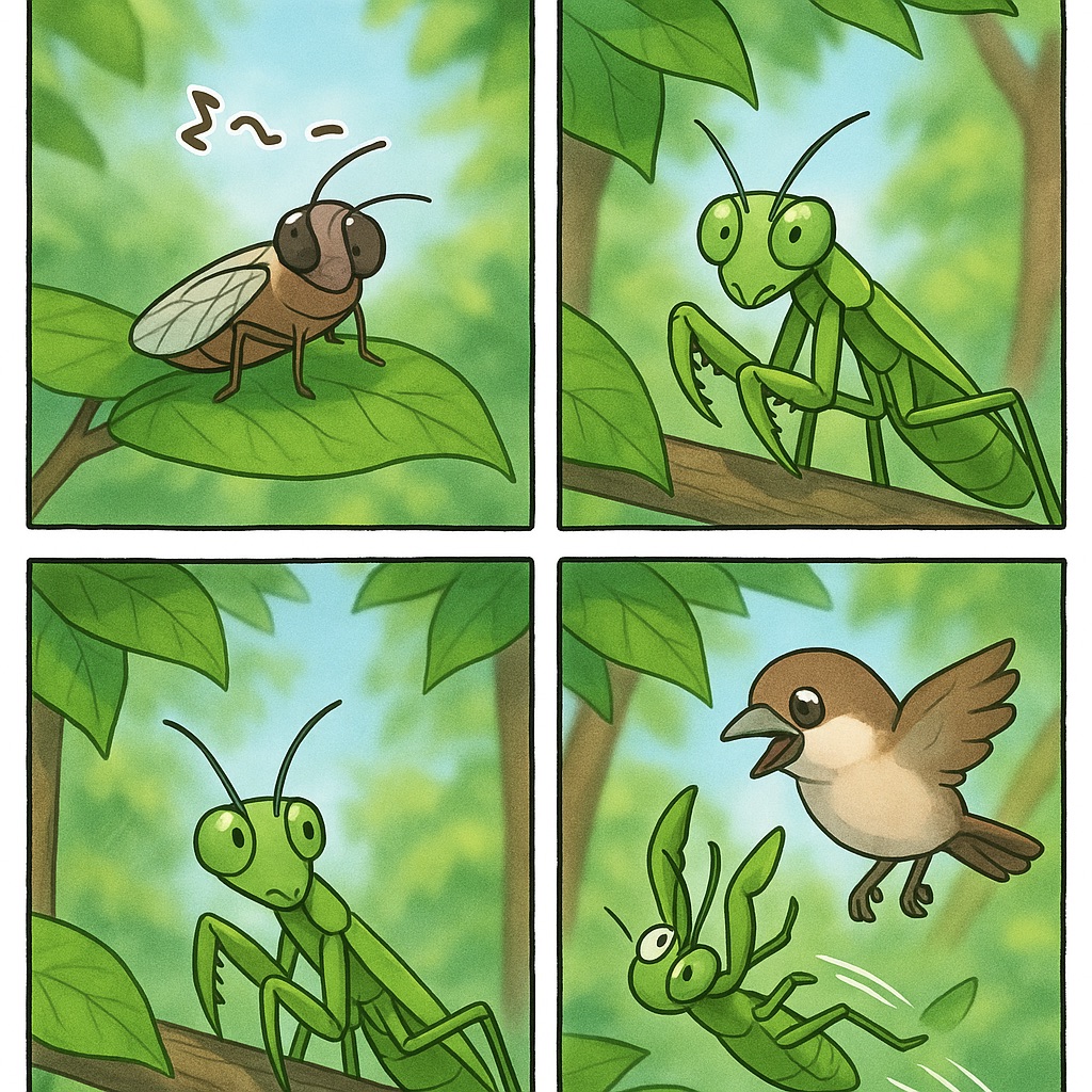 당랑포선 황작재후 사자성어 만화 이미지