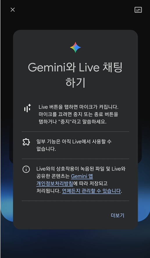 2. 제미나이 라이브로 실시간 대화하기