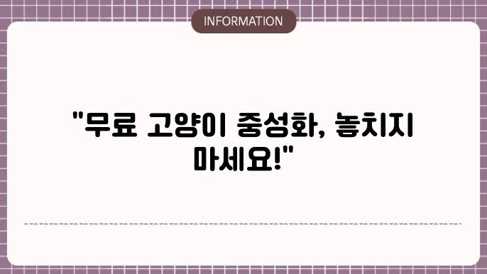 고양이 중성화수술 무료로하는곳