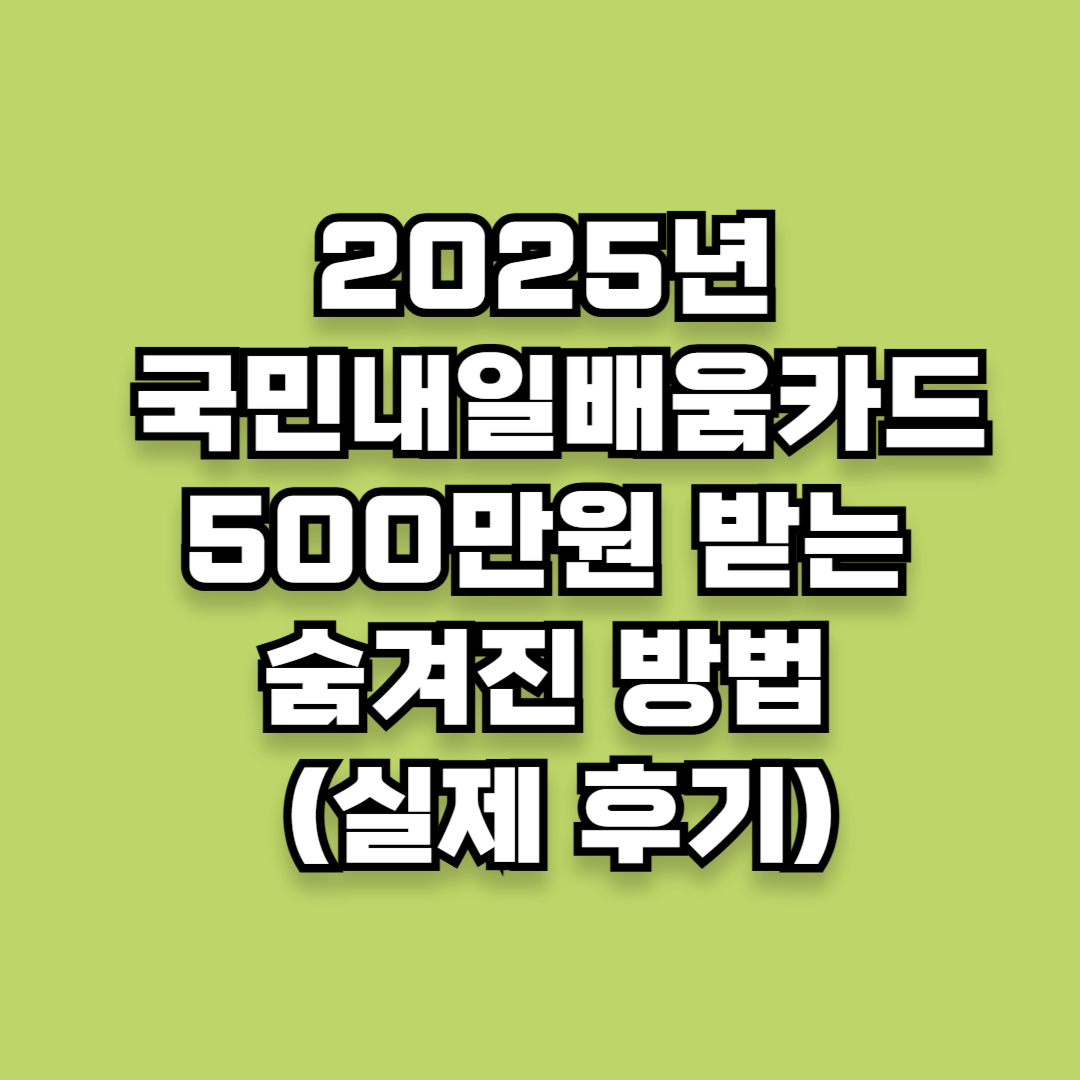 2025년 국민내일배움카드로 500만원 받는 숨겨진 방법 (실제 후기)