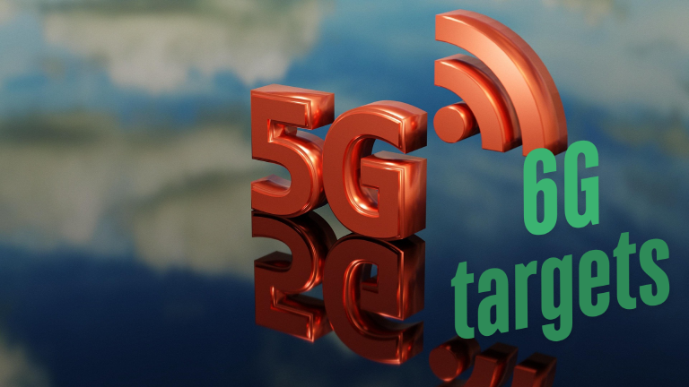 5G 통신에서 6G를 목표로 하는 일러스트 이미지