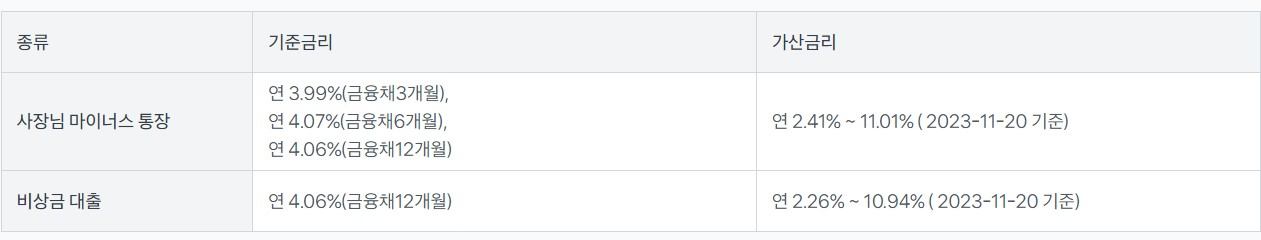 토스뱅크 사장님 마이너스 통장 대출