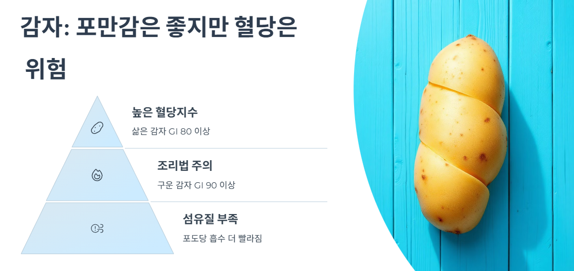 감자: 포만감은 좋지만 혈당은
위험