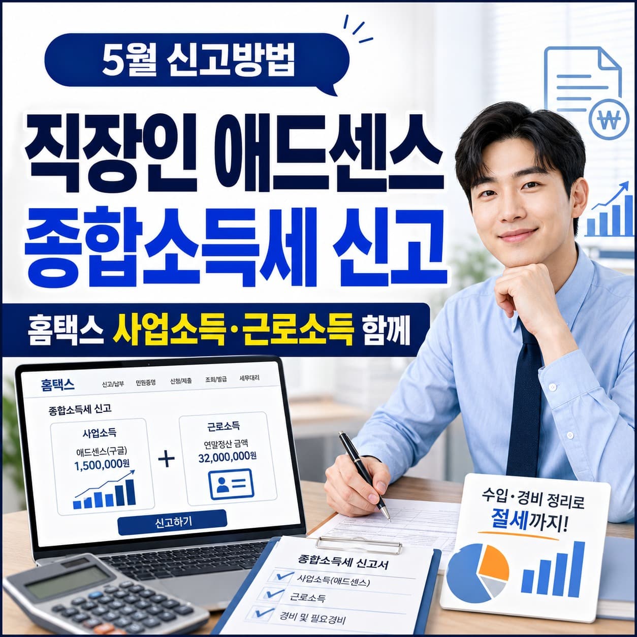 직장인 애드센스 종합소득세 신고 방법|홈택스 사업소득·근로소득 함께 신고하기