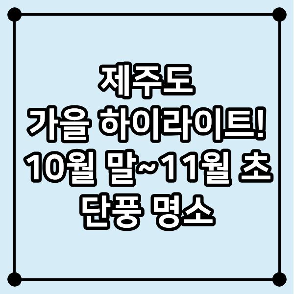 제주도 가을 하이라이트! 10월 말~11월 초 단풍 명소