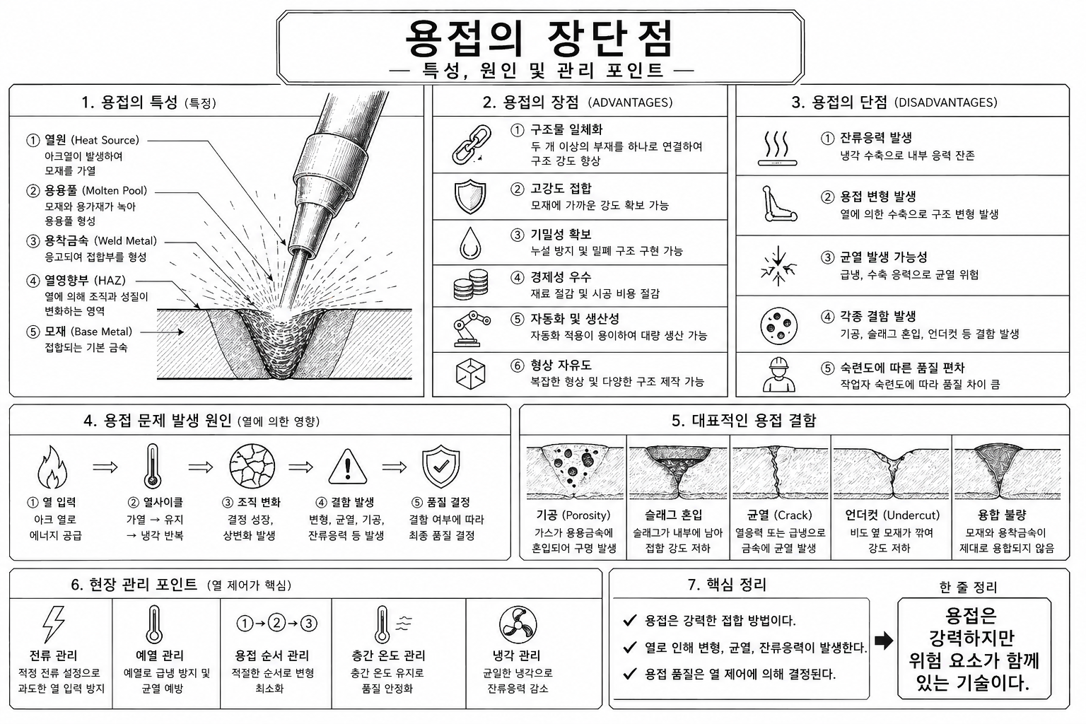 용접의 장단점 개념도