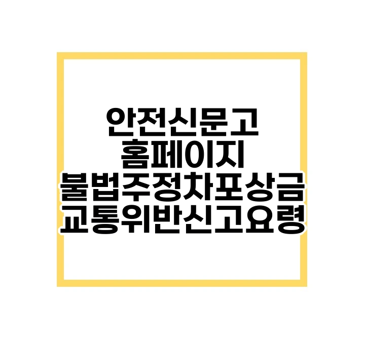 안전신문고 홈페이지 ❘ 불법주정차 포상금 ❘ 교통위반 신고 요령