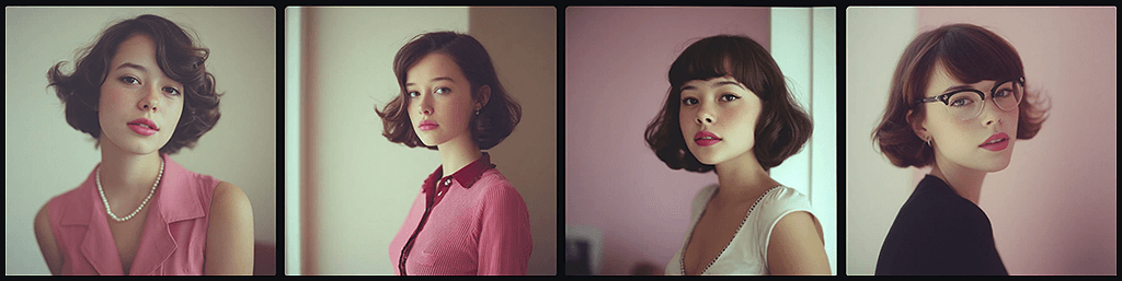 미드저니 스타일 레퍼런스 코드(--sref)를 1:1 비율로 혼합하여 생성된 여성 인물 사진_Midjourney