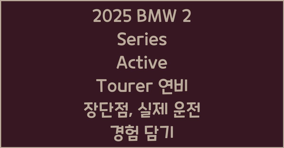 2025 BMW 2 Series Active Tourer 연비 장단점