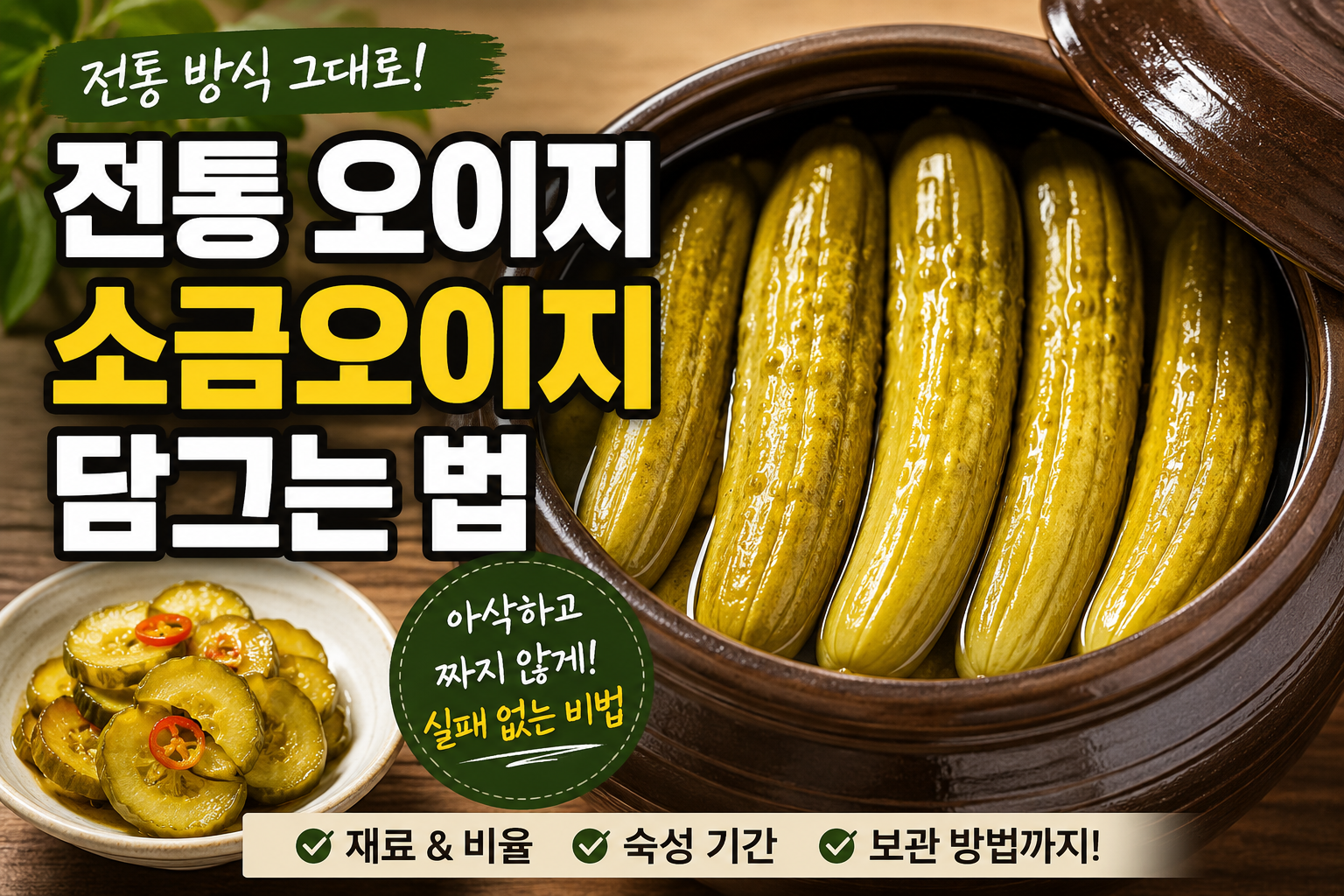 전통오이지 소금오이지 담그는법, 아삭하고 짜지 않게 만드는 비결