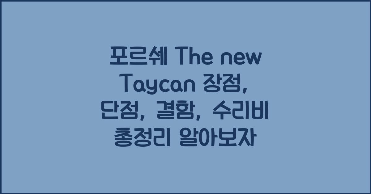 포르쉐 The new Taycan 장점, 단점, 결함, 수리비 총정리