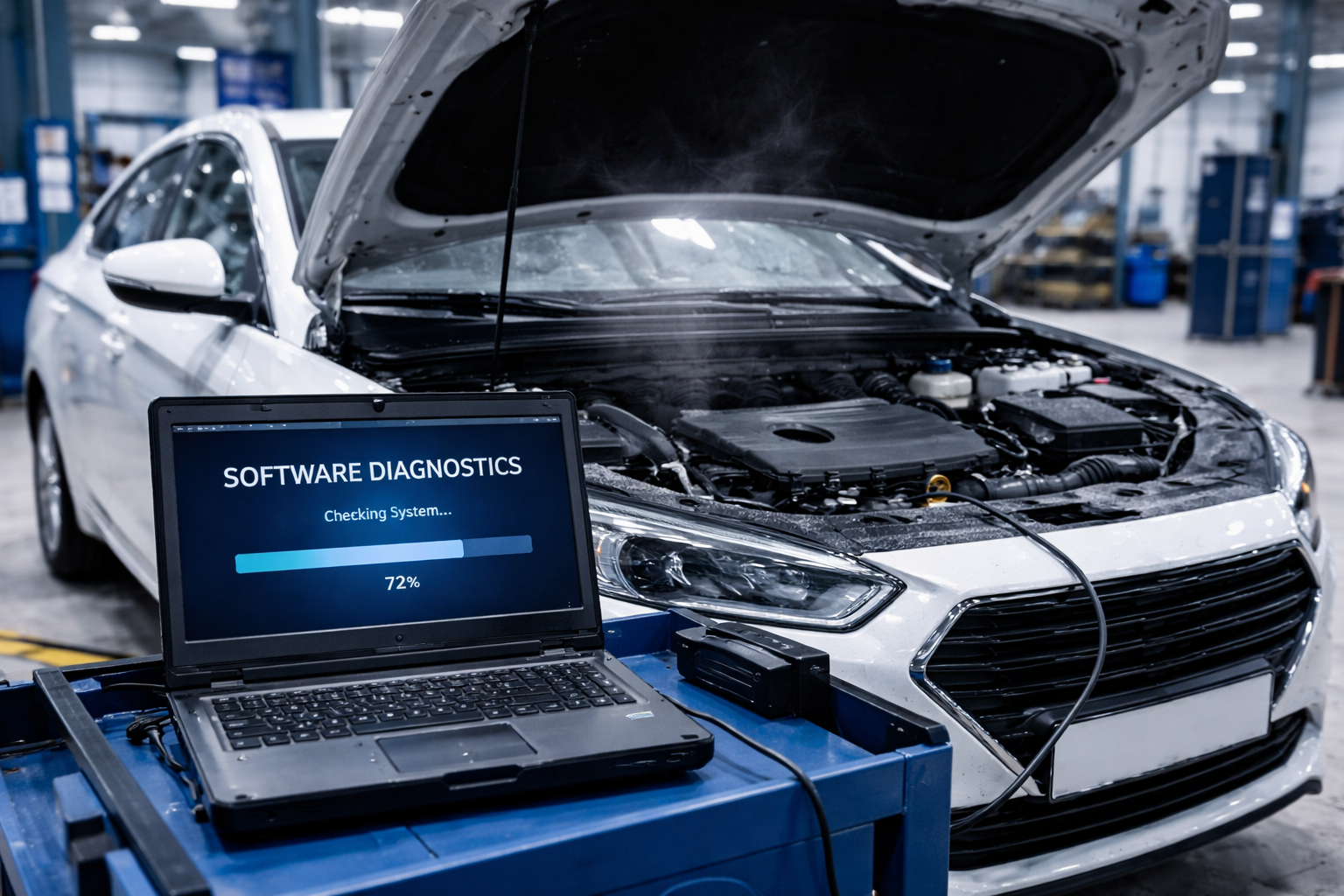 OTA 업데이트 이후 서비스센터에서 진단 중인 차량