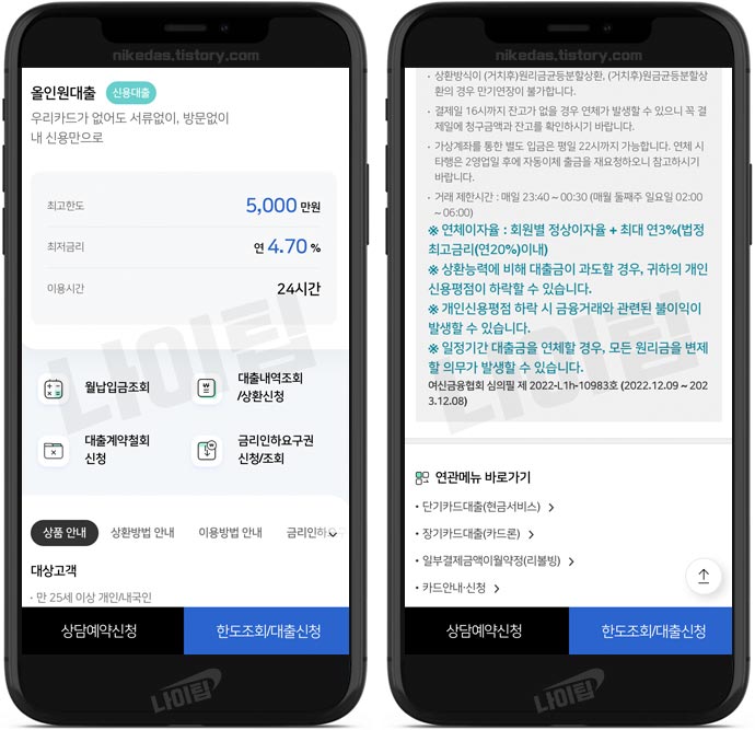 우리카드 올인원대출