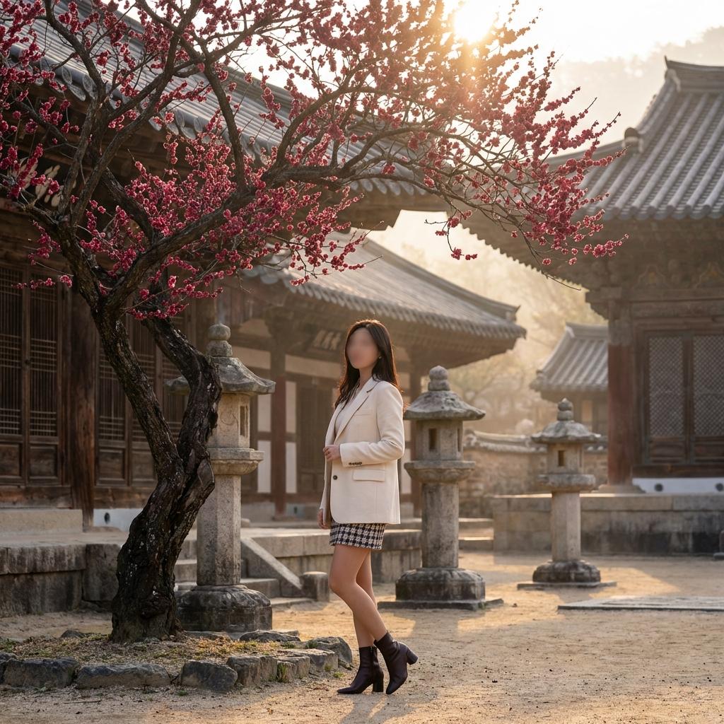 사람 적은 이른 아침 화엄사 홍매화의 고즈넉한 정취 즐기기