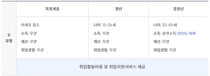 국민취업지원제도의 신청유형 중 II 유형에 대한 자료입니다.