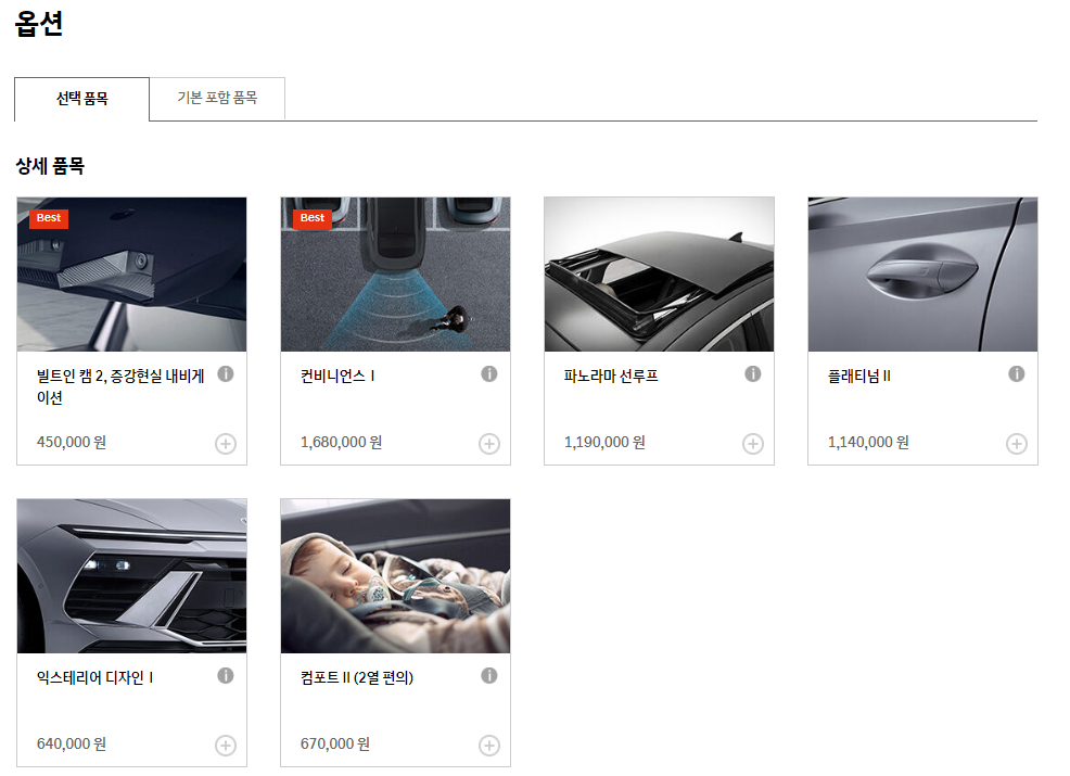 쏘나타 옵션