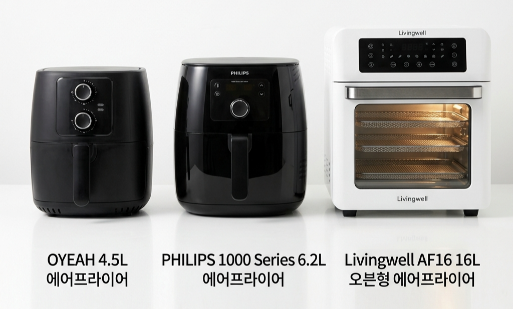 에어프라이어 추천 3종 비교 OYEAH 필립스 리빙웰