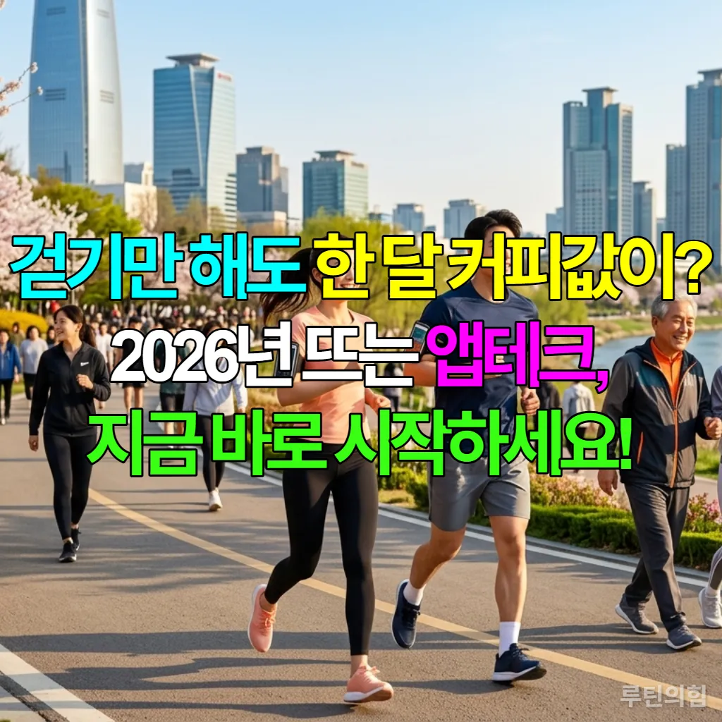 서울의 현대적인 공원에서 사람들이 걷기 앱을 사용하며 활기차게 걷는 모습