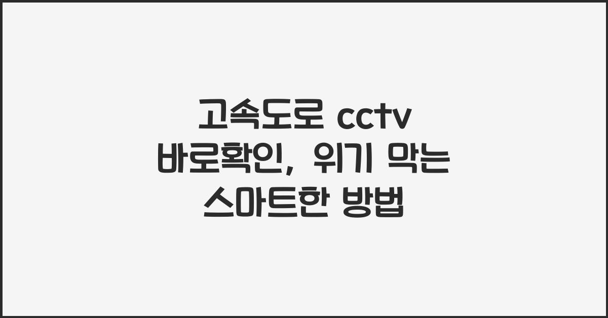고속도로 cctv 바로확인