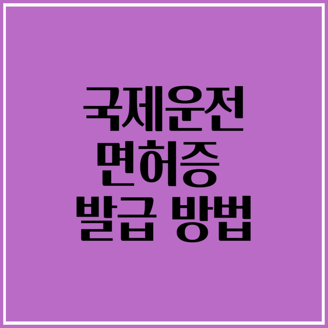 국제운전면허증 발급 방법: 준비물, 비용, 기간