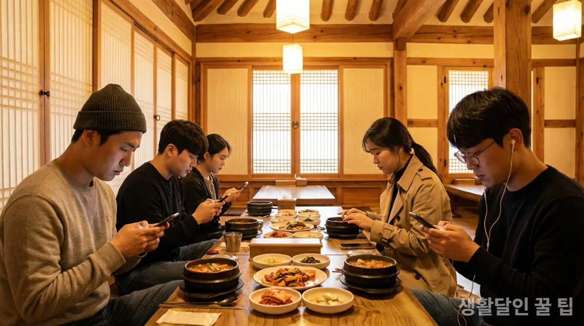 현실 대화 대신 스마트폰에 몰두하는 한국인들