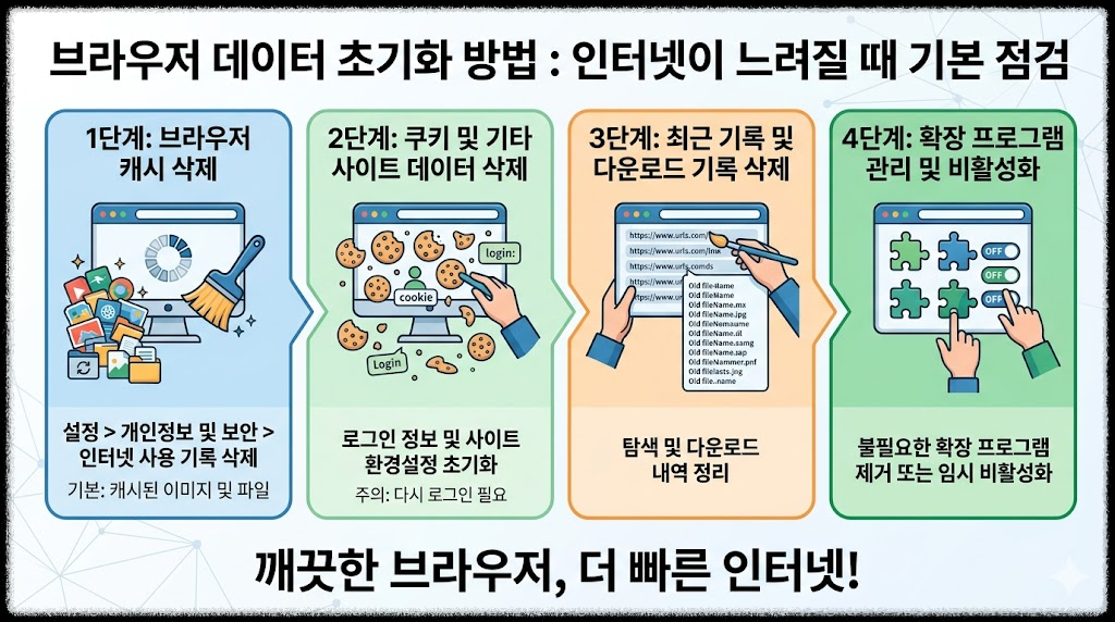 브라우저 데이터 초기화 방법 : 인터넷이 느려질 때 가장 먼저 해야 할 기본 점검