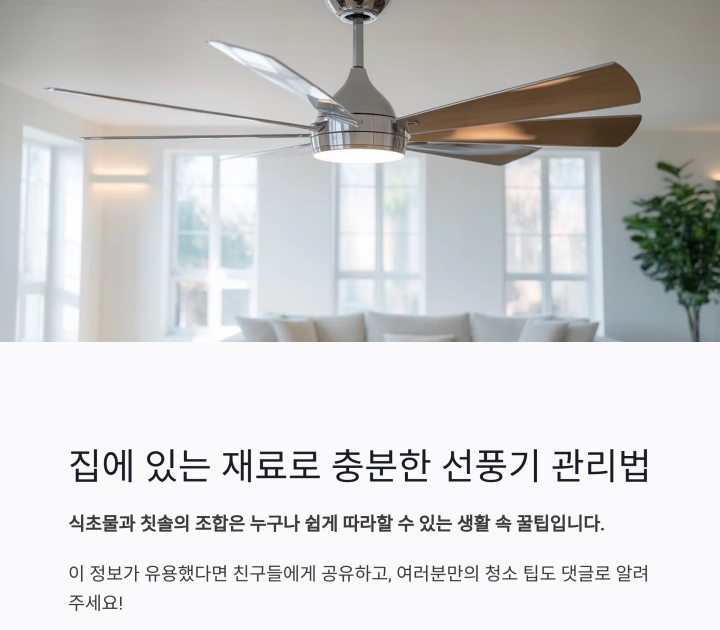 여름 필수템! 선풍기 날개, 식초물과 칫솔로 간단하게 청소하기