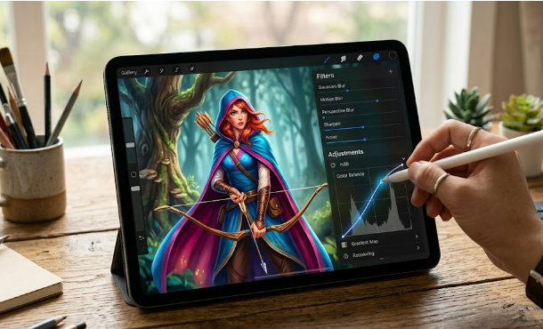 프로크리에이트의 곡선과 그라디언트 맵 기능 이미지