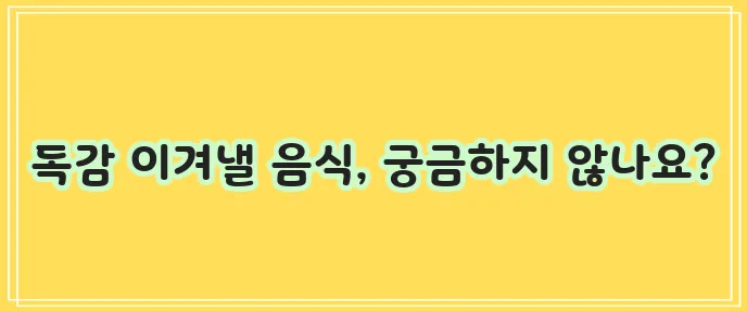 B형 독감에 좋은 음식: 면역력을 높여주는 방법