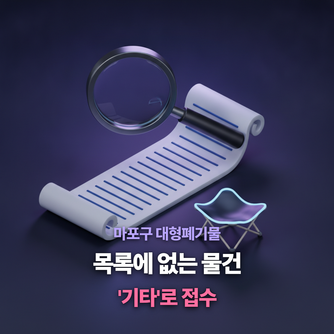 마포구 대형폐기물 314품목 목록에서 내 물건에 해당하는 항목을 찾는 과정을 보여주는 티스토리 대표 이미지
