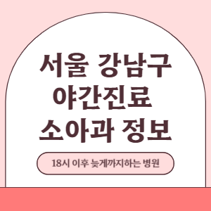 서울 강남구 야간진료 소아과 병원 (18시 이후 늦게까지하는 병원)