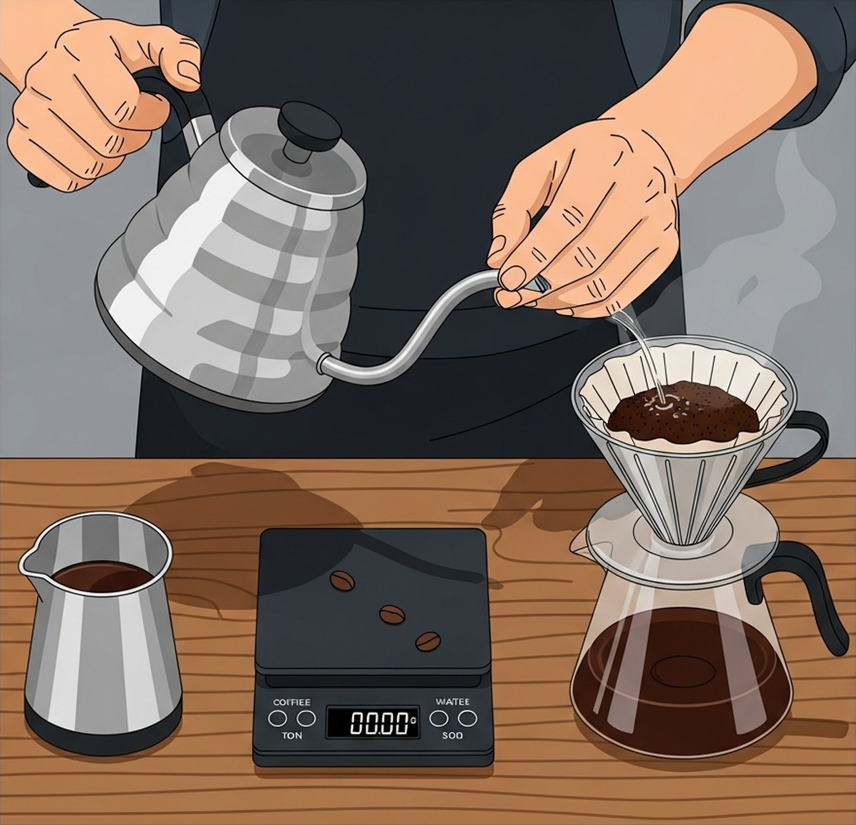 커피스케일로 원두 무게 측정