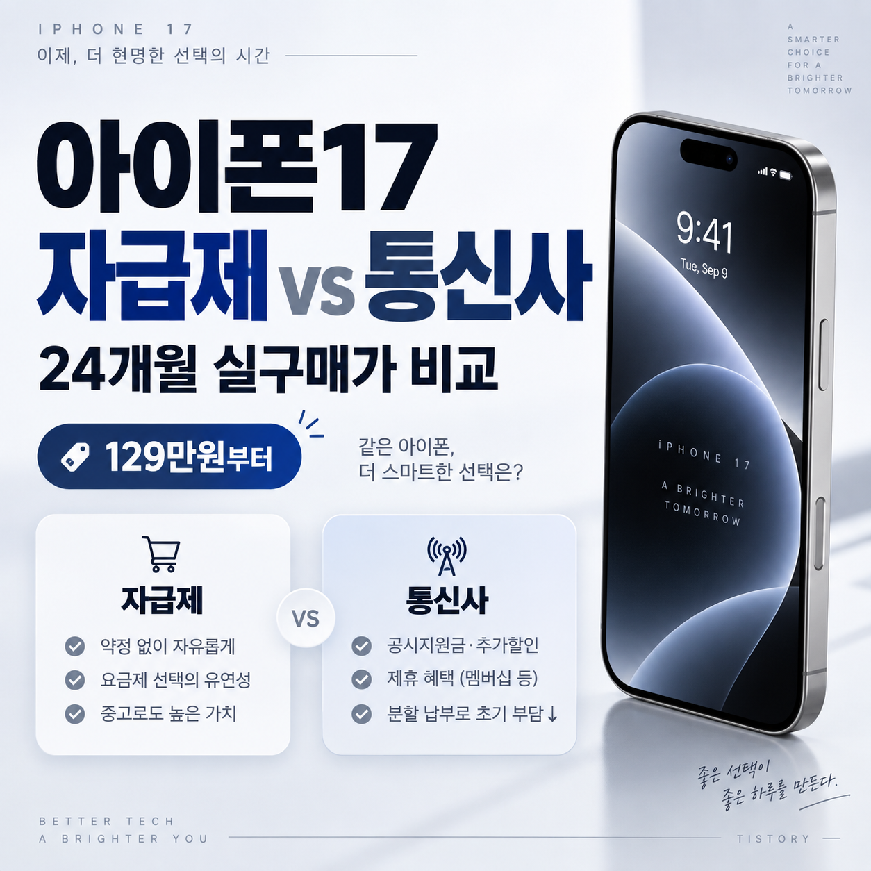 아이폰17 자급제 vs 통신사, 24개월 실구매가 얼마나 차이날까
