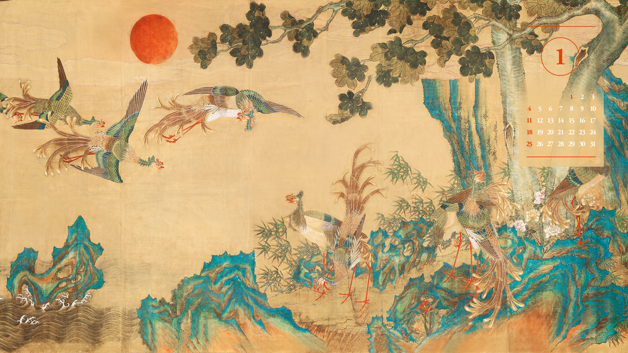 12 창덕궁 대조전 봉황도 A - 2026년1월 달력배경화면