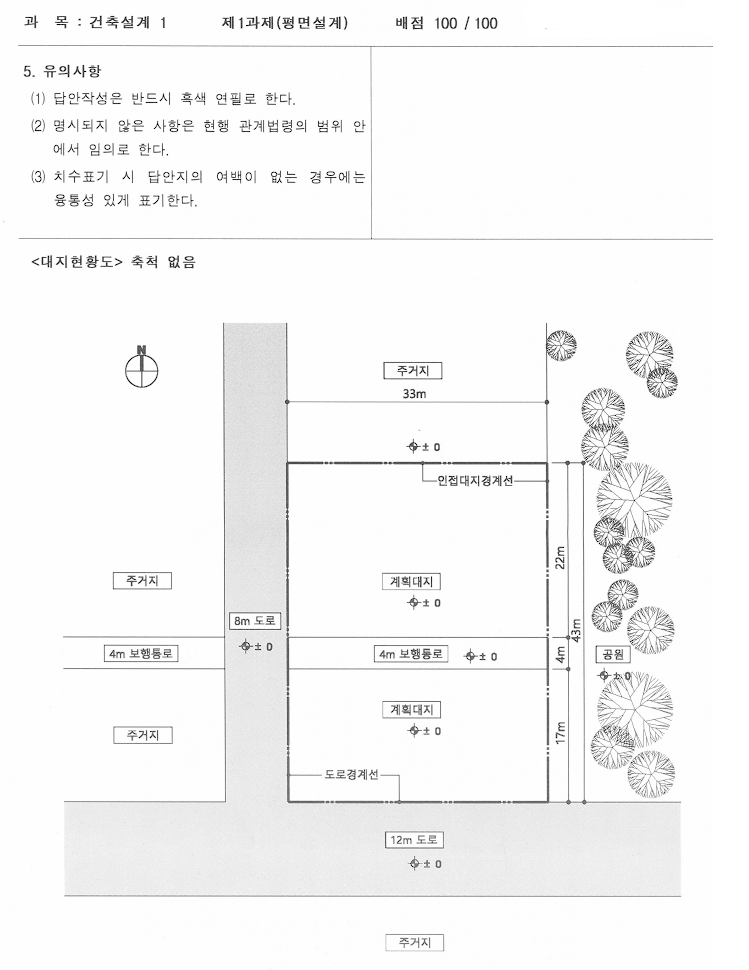 2022년 1회 건축사 자격시험 - 2교시 평면설계 '창작 미디어 센터' 분석