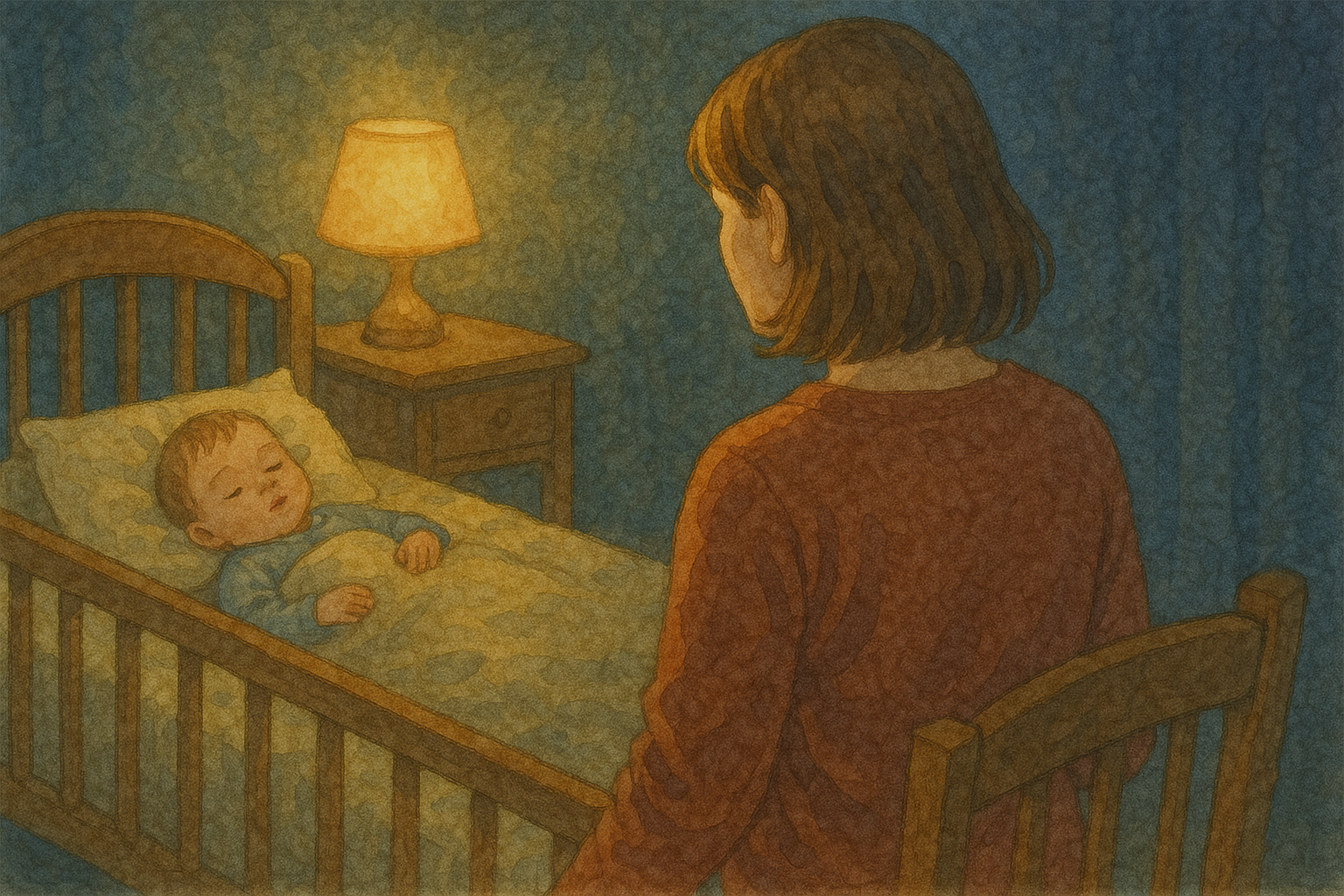 어머니와 아기의 평화로운 밤