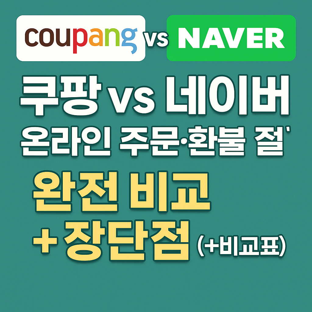 쿠팡, 네이버 주문 및 환불 절차 특징, 쿠팡, 네이버 주문 비교, 장단점