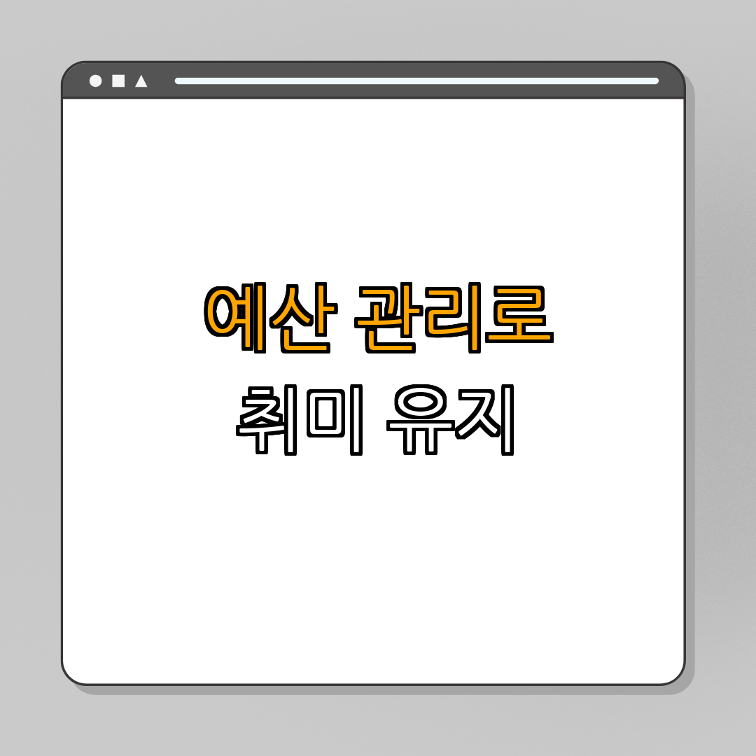 5. 예산 관리 통한 취미 유지