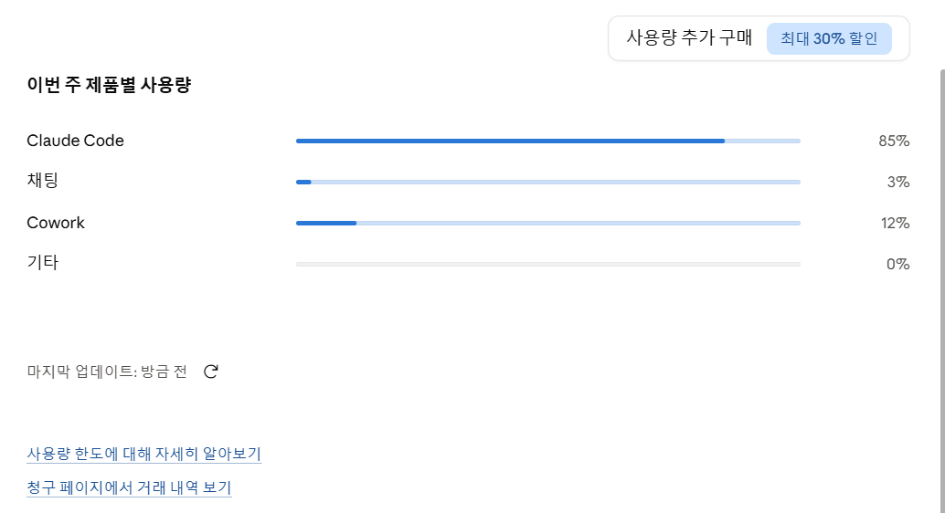 모든 대화에서 "한도에 도달" 알림