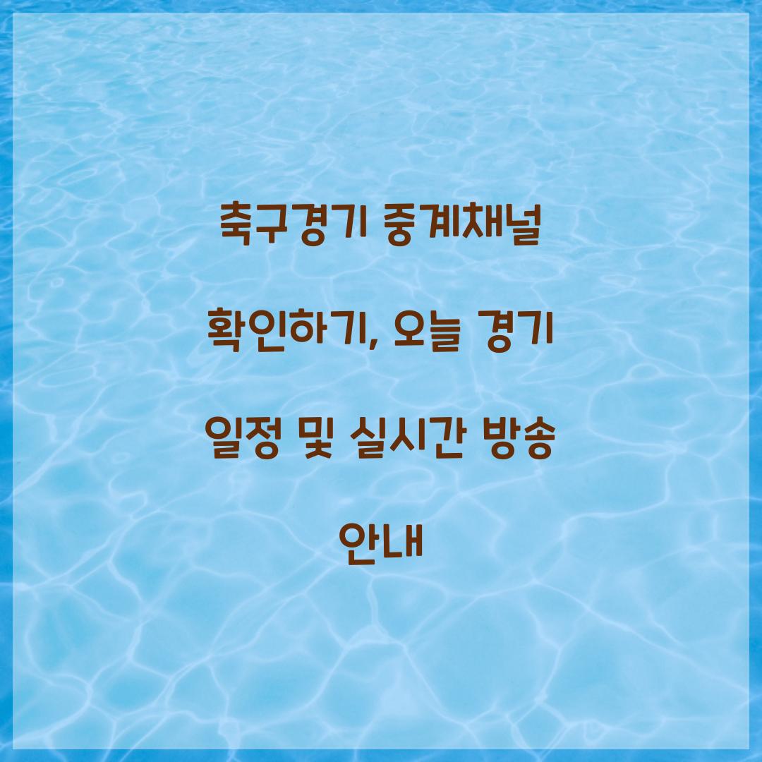 축구경기 중계채널