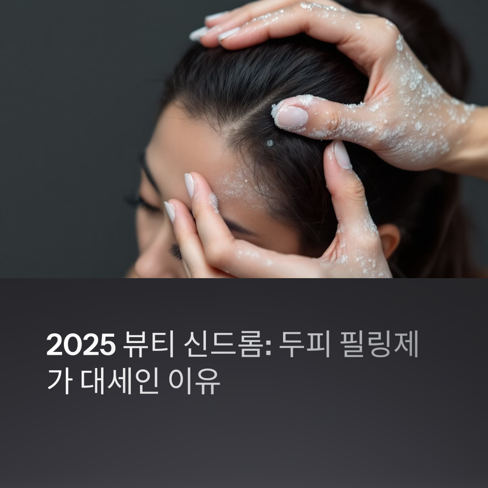 두피를 필링하는 여성 모습
