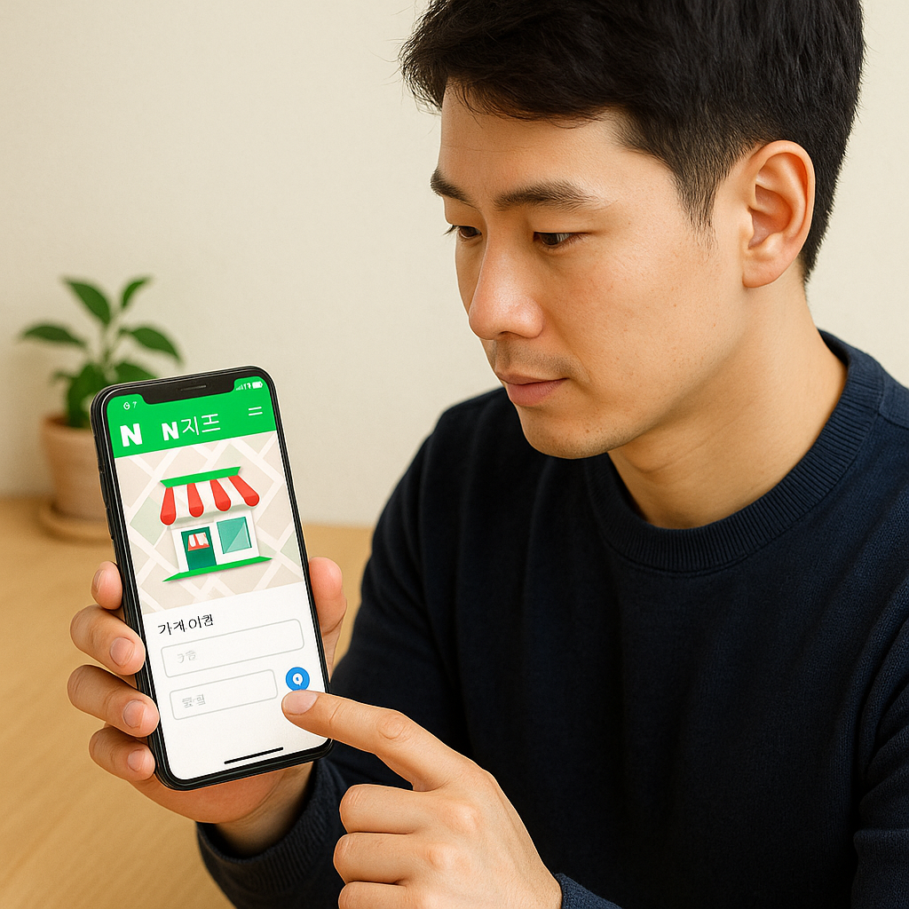 네이버 지도에 가게 등록하고 있는 이미지