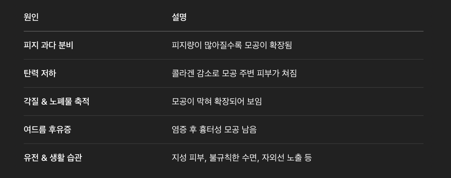 모공이 넓어지는 원인