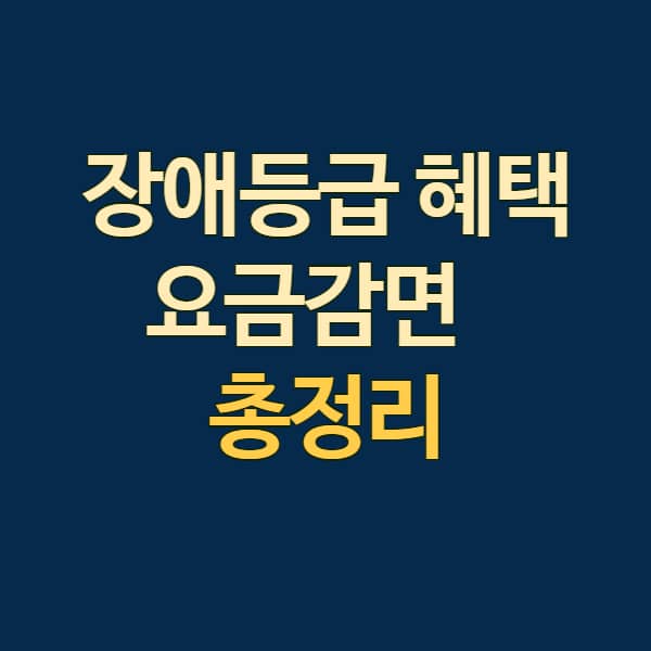 장애등급 혜택 요금 감면 총정리 썸네일
