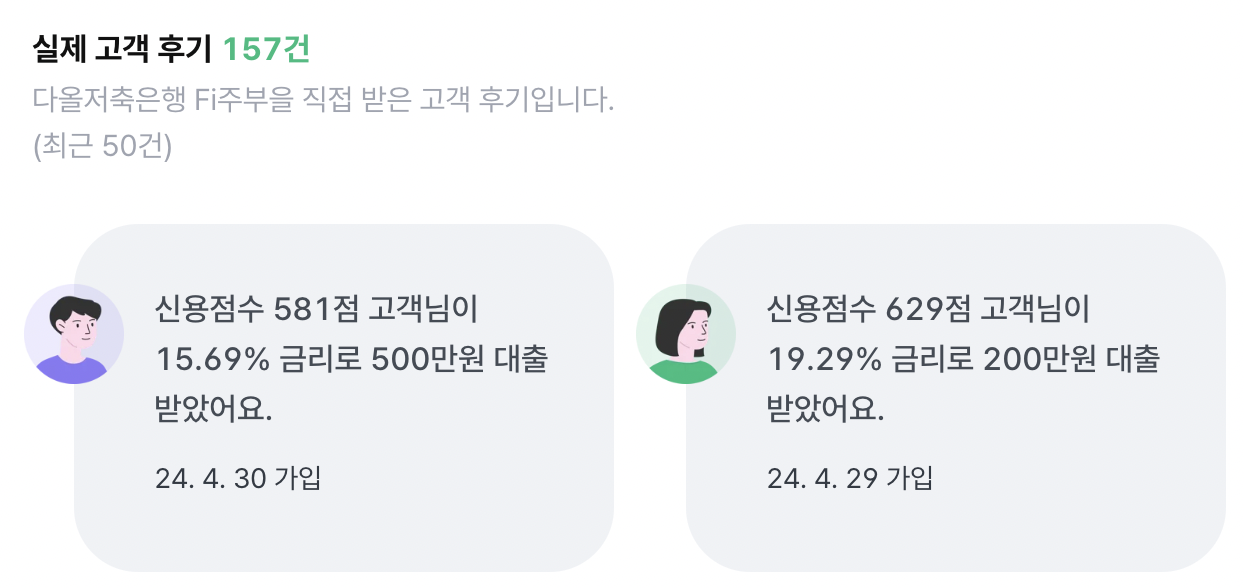 다올저축은행 Fi주부대출 무직자 조건 금리 후기 부결 시 대안상품2