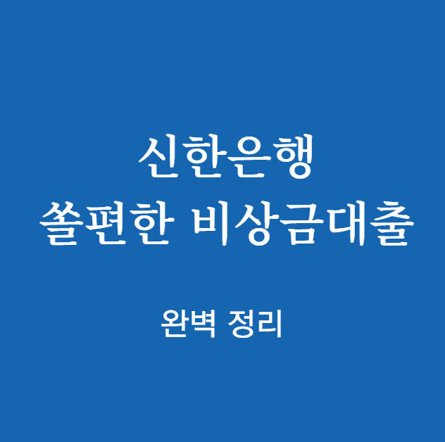 신한은행 쏠편한 비상금대출 완벽 정리