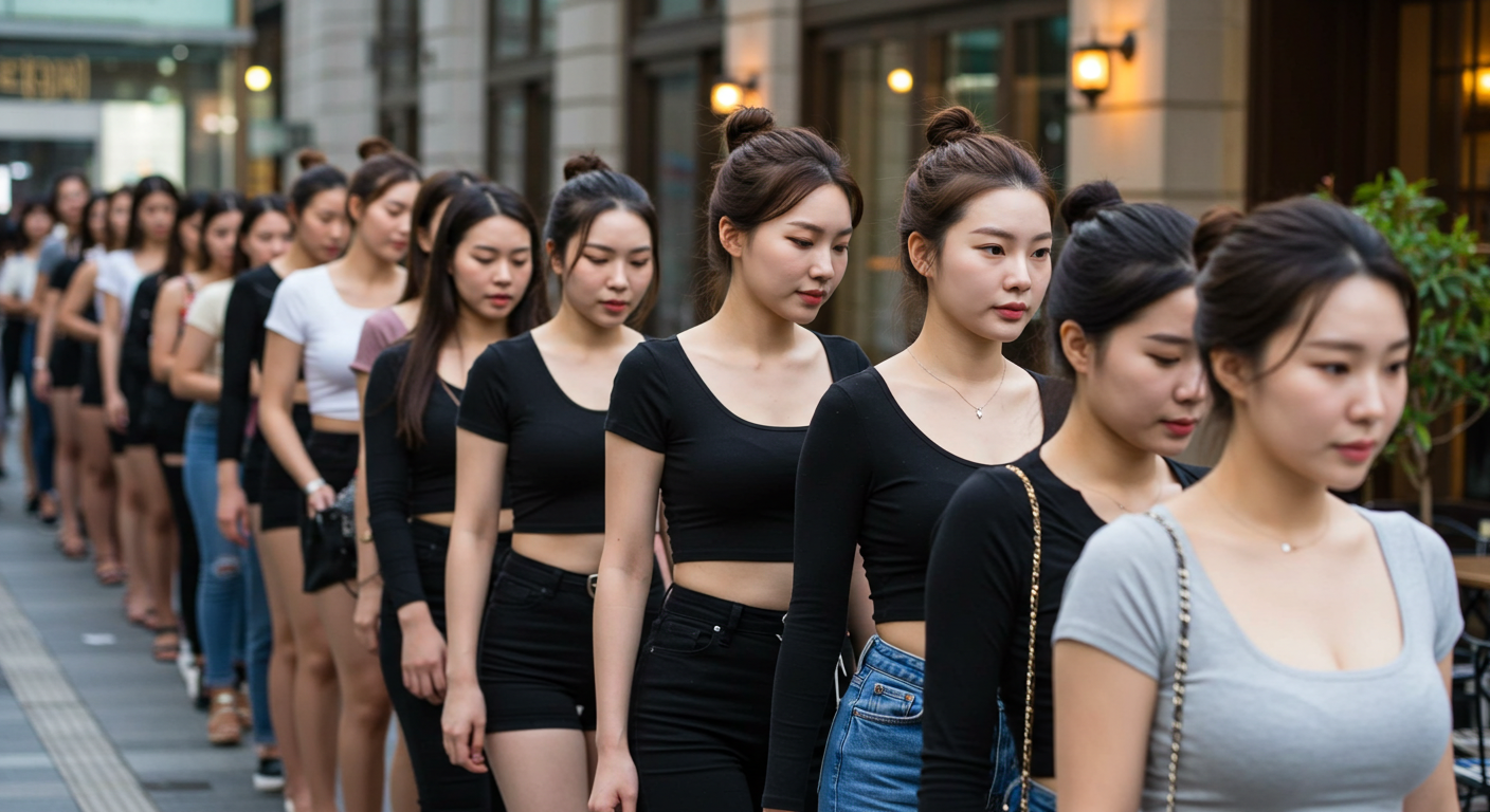 줄 서있는 여성들