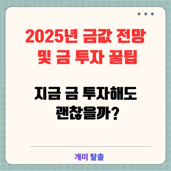2025년 금값 전망 및 금 투자 꿀팁 지금 금 투자해도 괜찮을까?