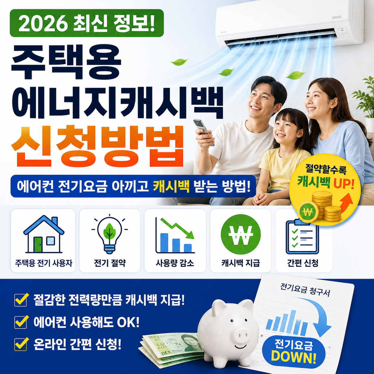 2026 주택용 에너지캐시백 신청방법｜에어컨 전기요금 아끼고 캐시백 받는 방법