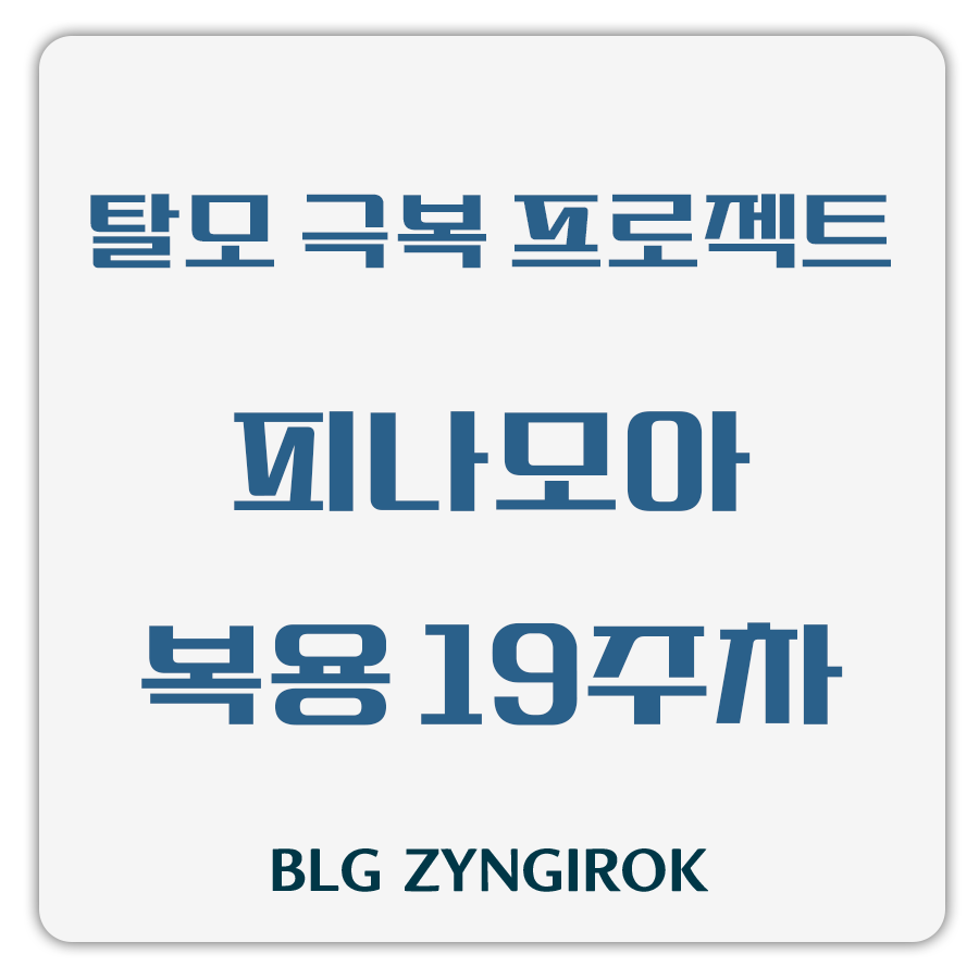 탈모 극복 프로젝트 - 피나모아 목용 19주차 썸네일 이미지이다.